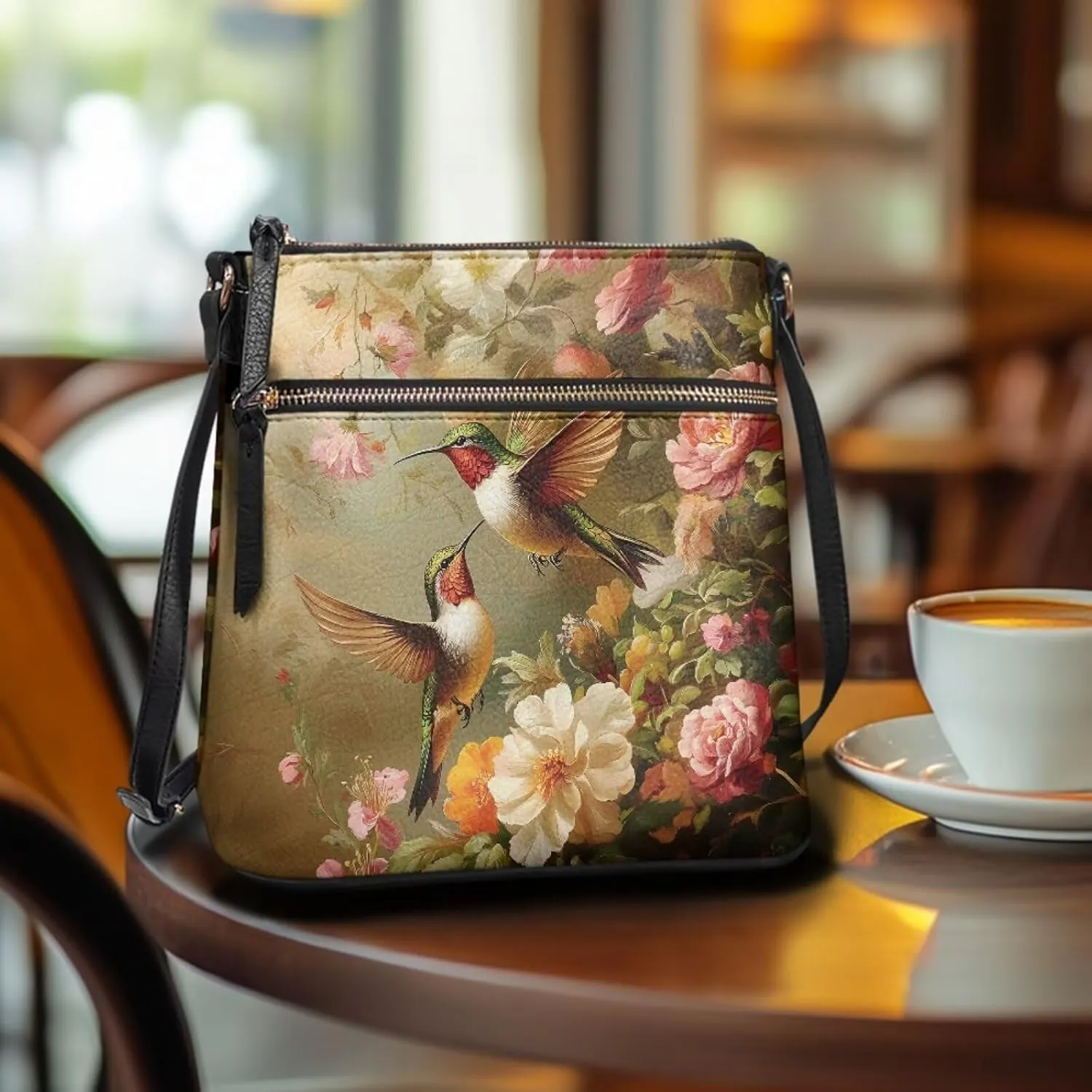 Crossbody Bag Purse Leather Women's Shoulder Handbags Multi Pocket Crossbody Purse with Adjustable Strap