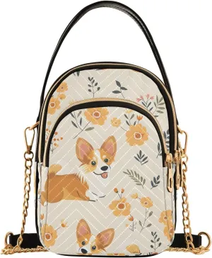 Crossbody Bags for Women Dogs Stick Out Tongue Flowers Women's Crossbody Handbags Leather Purses Shoulder bag