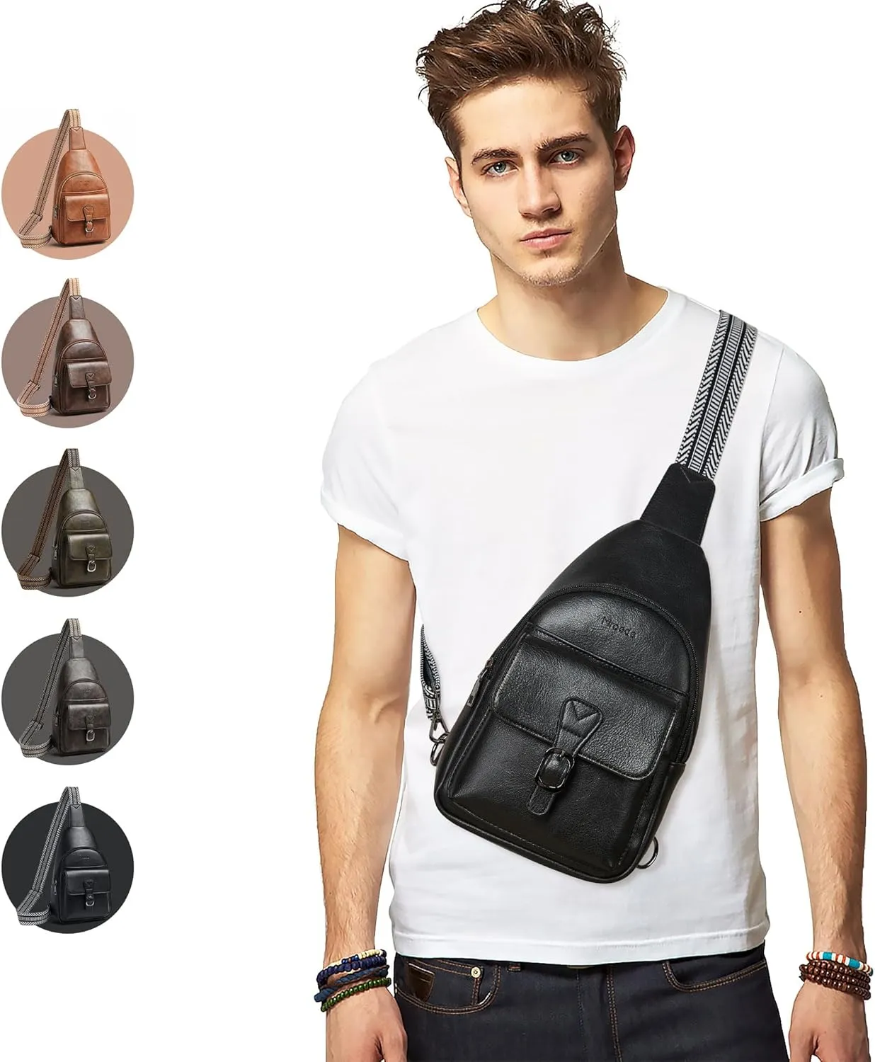 Crossbody Bags for Women Men Sling Bag 5 Pockets Fanny Pack Sling Backpack Chest Daypack Travel Purse Anti Theft