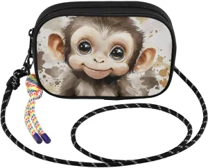 Crossbody Bags for Women Monkey Watercolor Cute Cell Phone Purses Women's Shoulder Handbag Wallet Purse with Rope Pendant