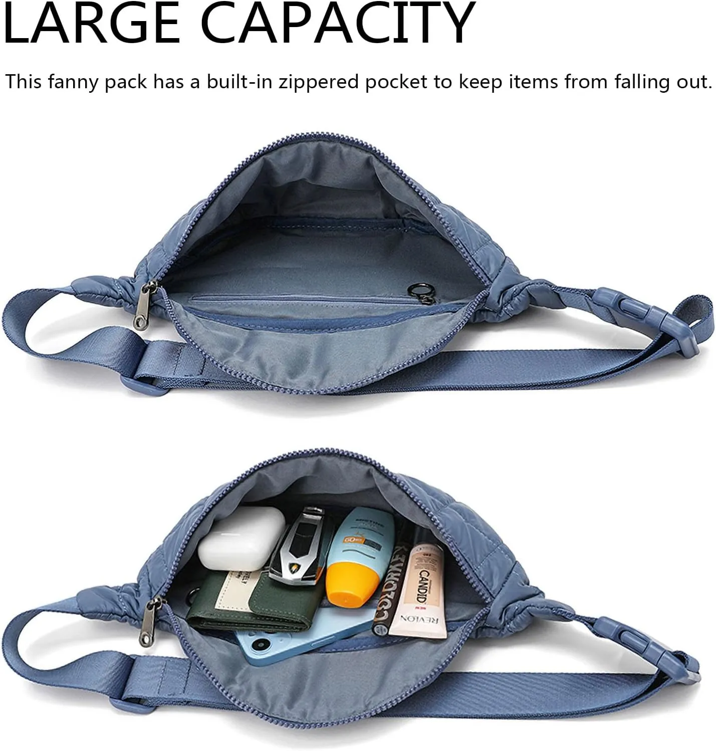 Crossbody Bags for Women - Quilted Waist Packs Sling Purse Shoulder Bag Fanny Pack Nylon Causal Chest Bum Bag Cross Body Purse Belt Bag