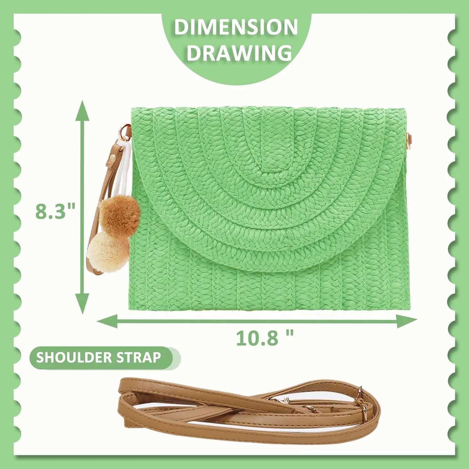 Crossbody Bags for Women, Straw Clutch Purses, Bohemian Handmade Woven Envelope Package