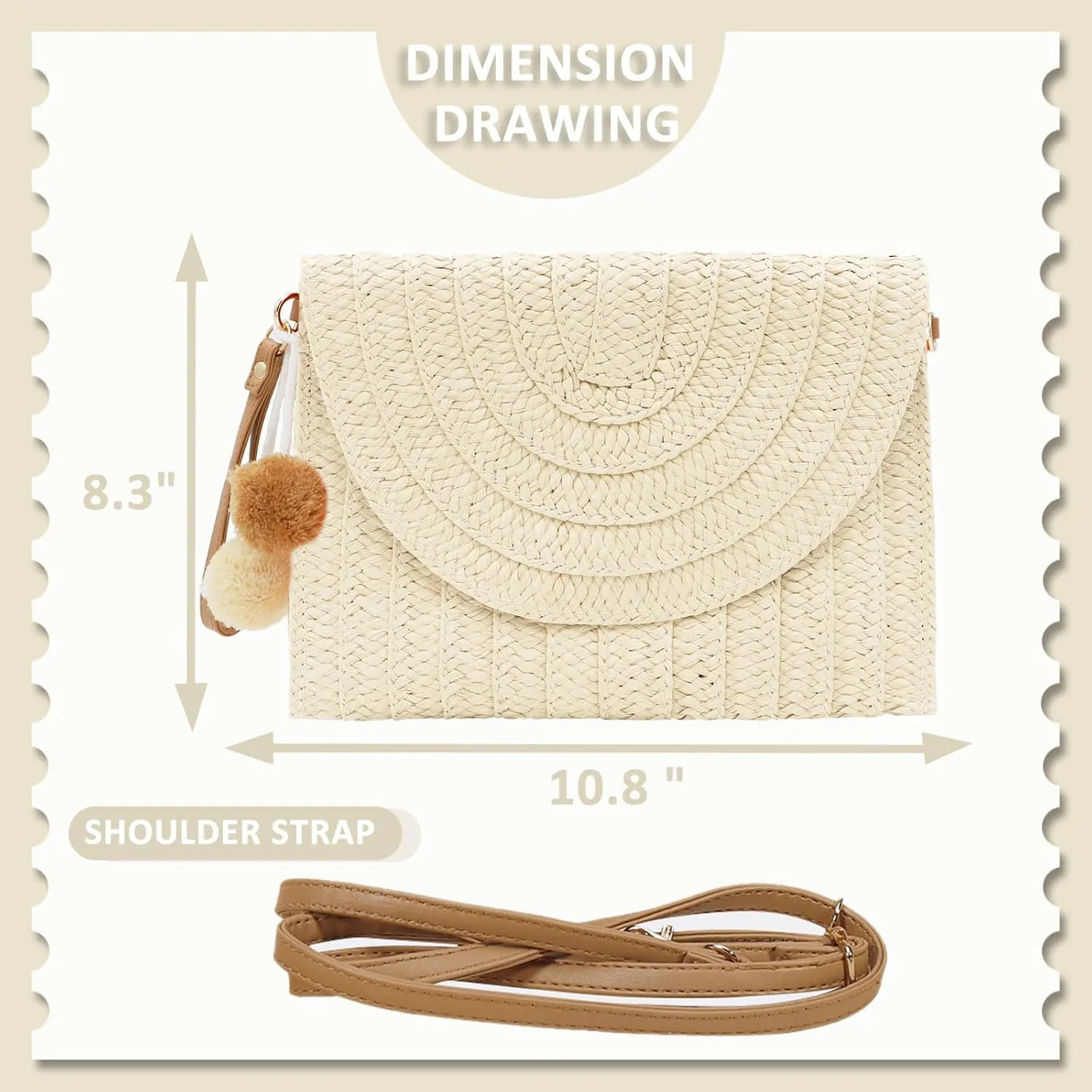Crossbody Bags for Women, Straw Clutch Purses, Bohemian Handmade Woven Envelope Package