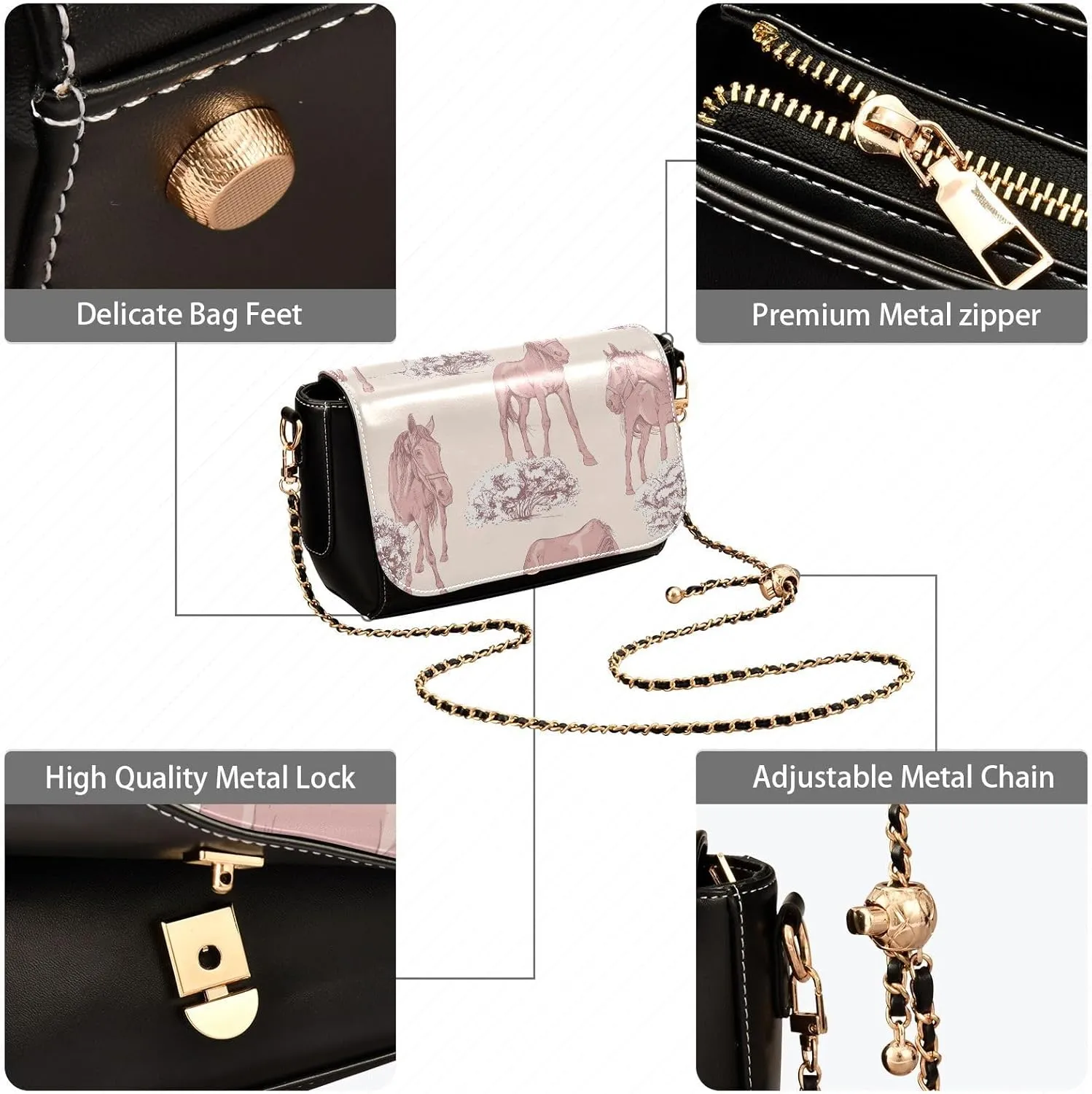 Crossbody Bags for Women Trendy Women's Black Shoulder Bag Small PU Leather Flap Cross Body Bag Handbags