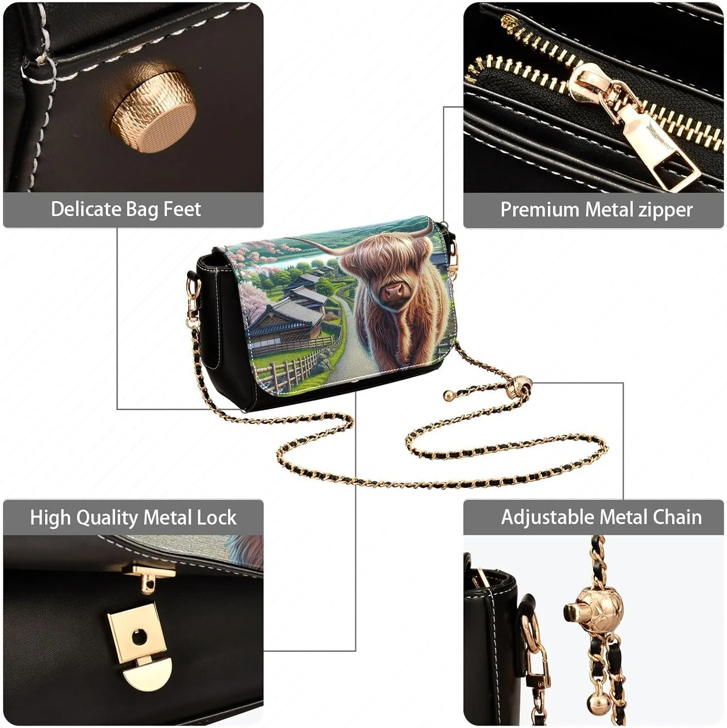 Crossbody Bags for Women Trendy Women's Black Shoulder Bag Small PU Leather Flap Cross Body Bag Handbags