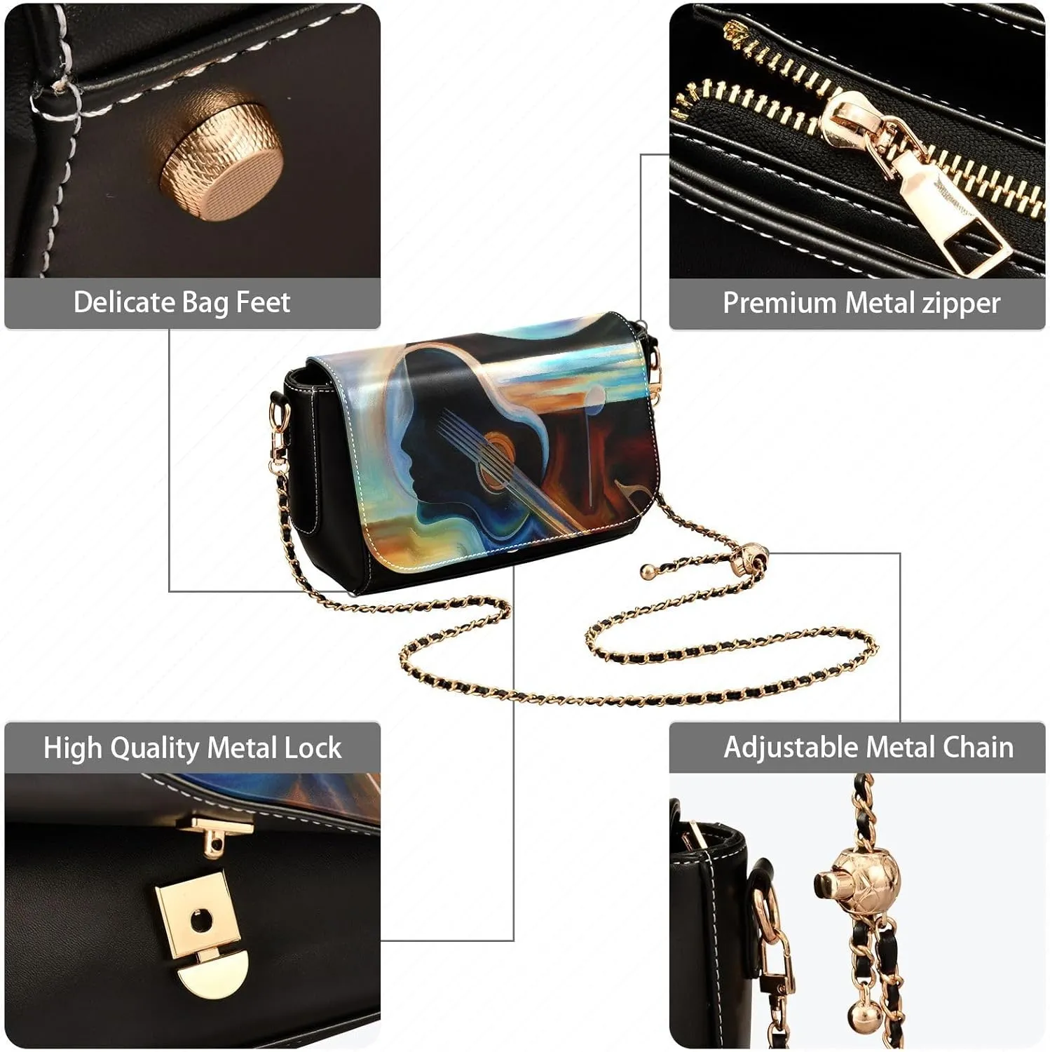 Crossbody Bags for Women Trendy Women's Black Shoulder Bag Small PU Leather Flap Cross Body Bag Handbags