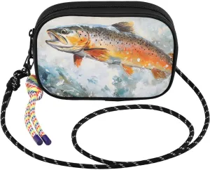 Crossbody Bags for Women Trout Jump Closeup Cell Phone Purses Women's Shoulder Handbag Wallet Purse with Rope Pendant