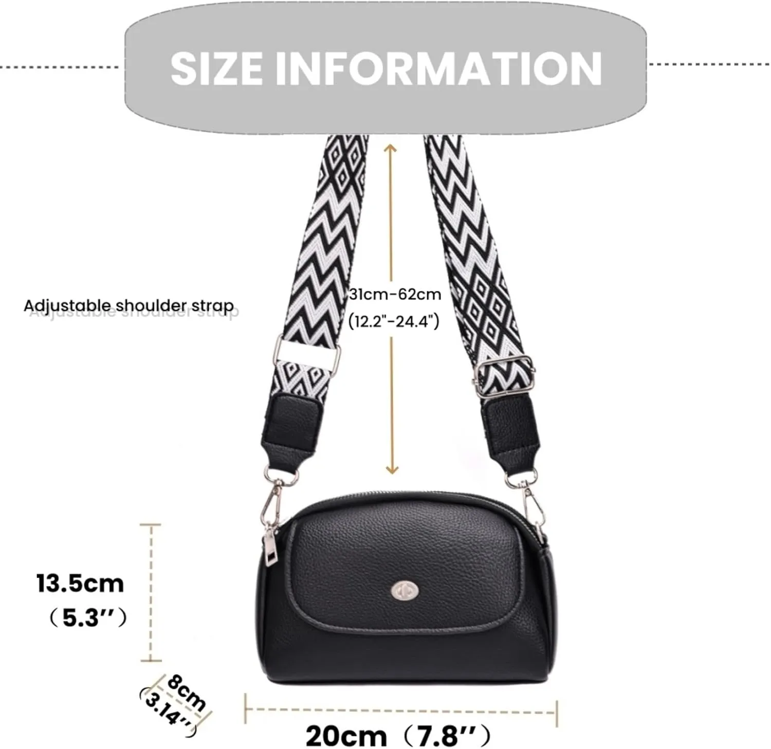 Crossbody Bags for Women, Vegan Leather Crossbody Purses with Wide Strap
