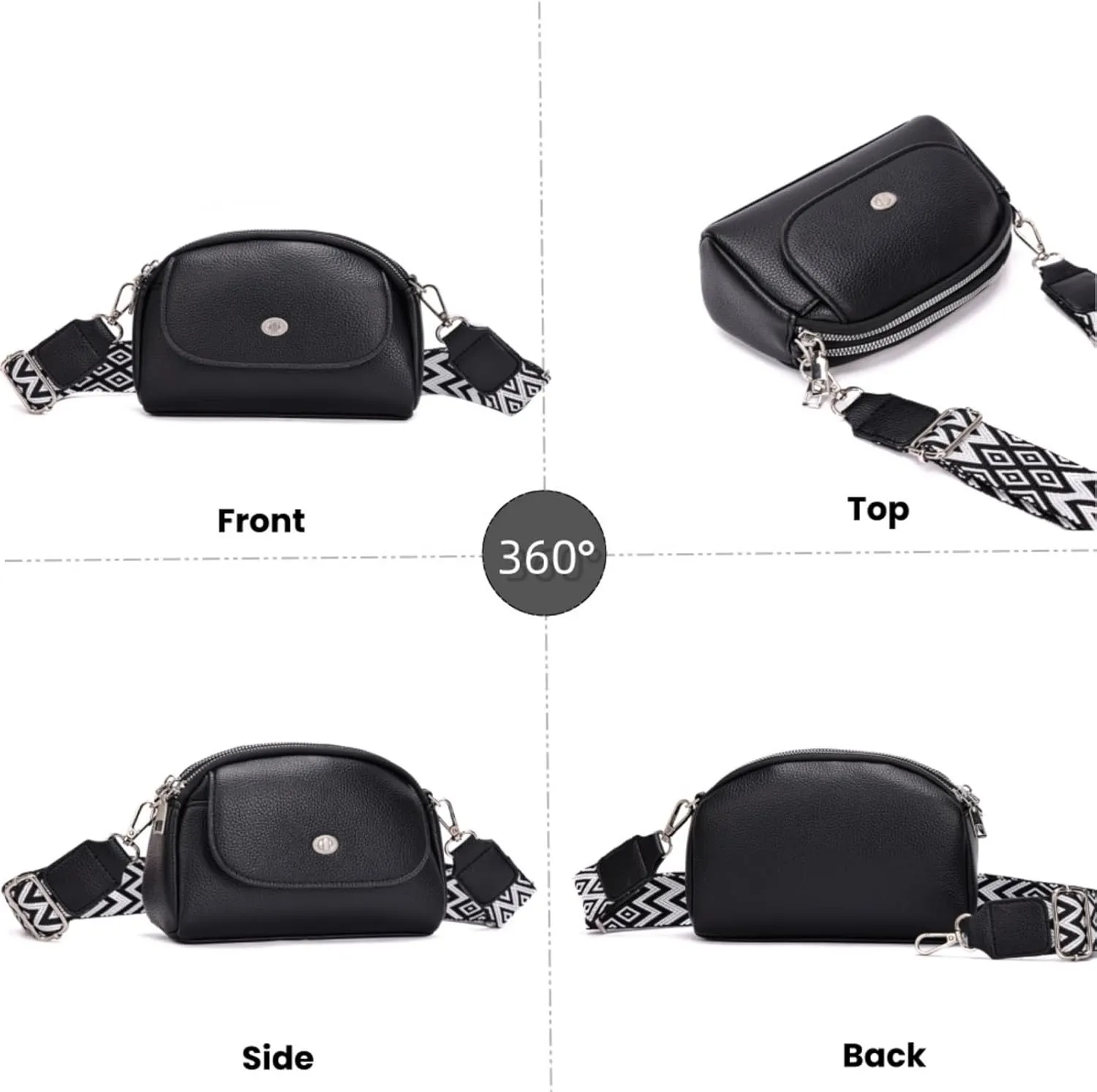 Crossbody Bags for Women, Vegan Leather Crossbody Purses with Wide Strap