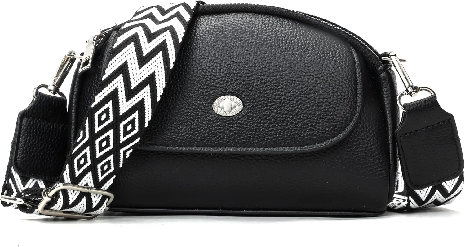 Crossbody Bags for Women, Vegan Leather Crossbody Purses with Wide Strap
