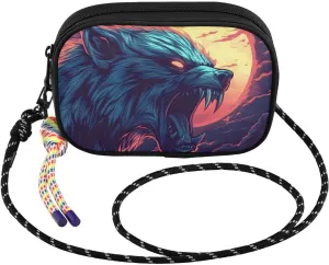 Crossbody Bags for Women Werewolf Roar Moon Cell Phone Purses Women's Shoulder Handbag Wallet Purse with Rope Pendant