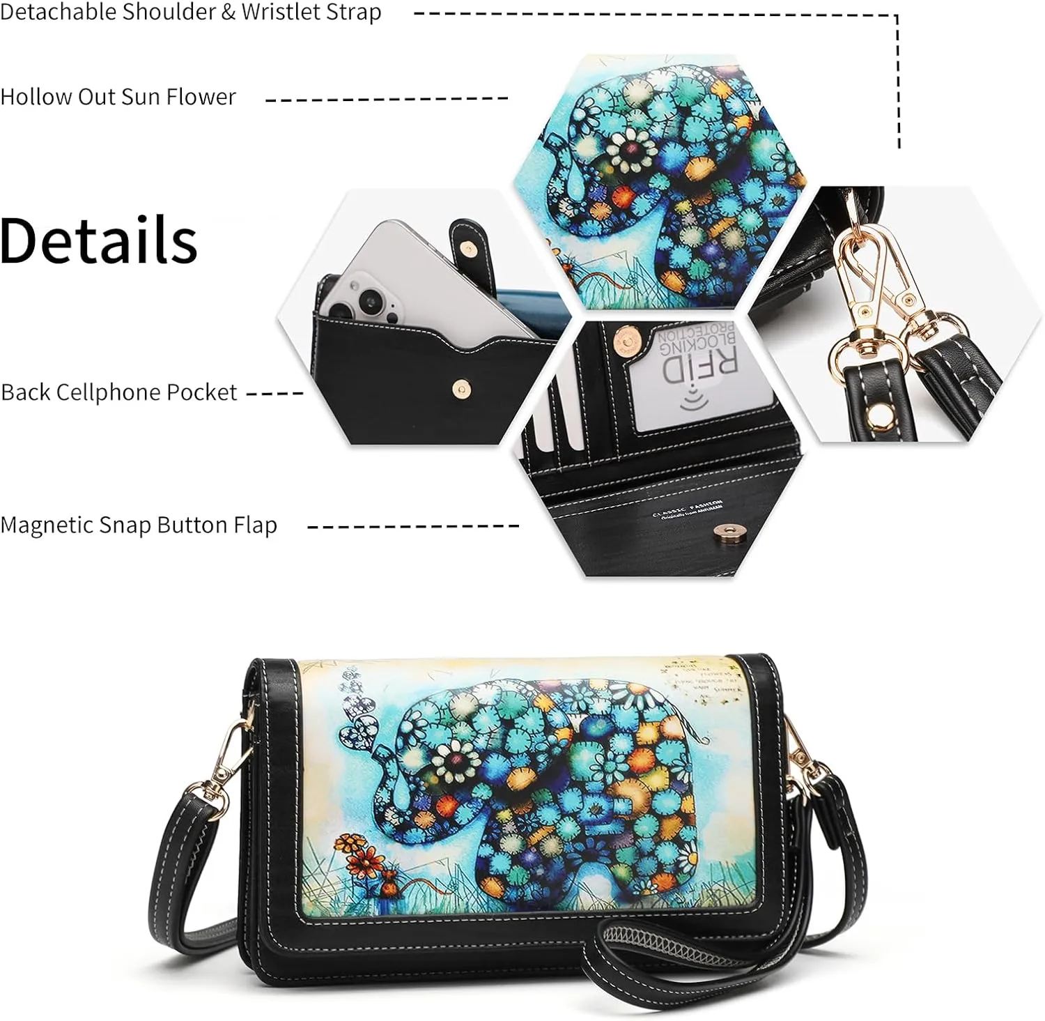Crossbody Bags For Women Wristlet Wallet Phone Purse Shoulder handbags Multi-Function Small RFID Clutch Card Holder…