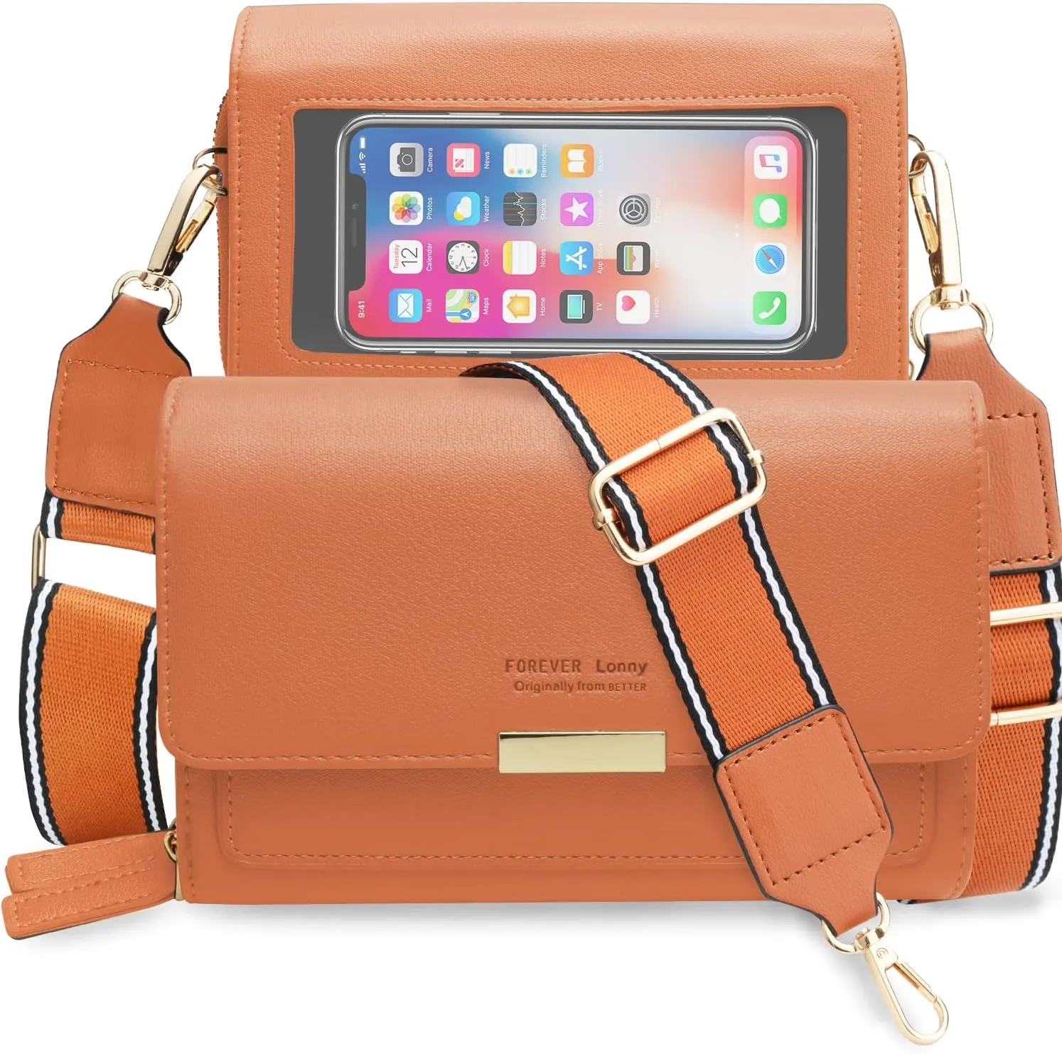 CrossBody Bags with Touchscreen Cell Phone Purse Window Zipper Pocket,RFID Blocking Card Holder iPhone bag for Women