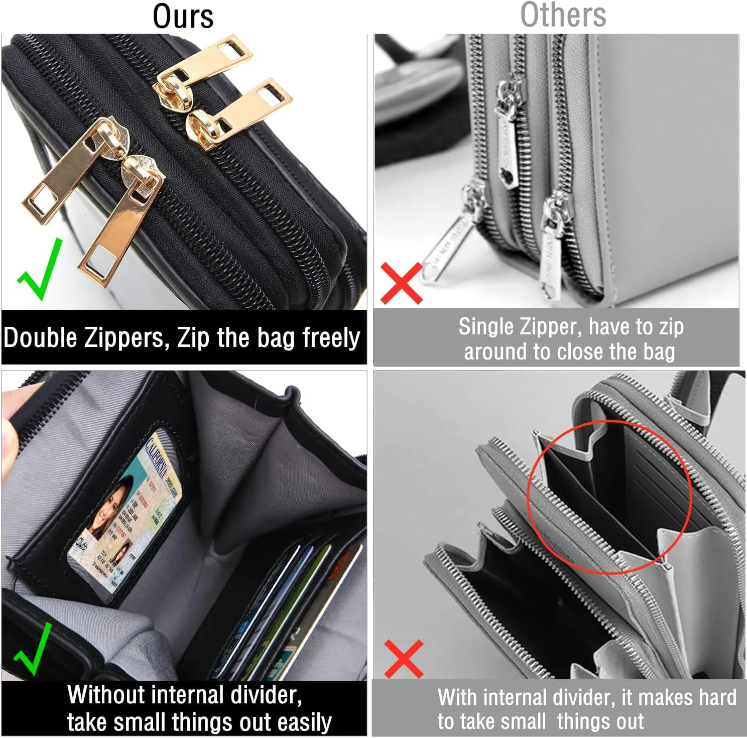 Crossbody Cellphone Purse Women Touch Screen Bag RFID Blocking Wallet Handbag Shoulder Strap