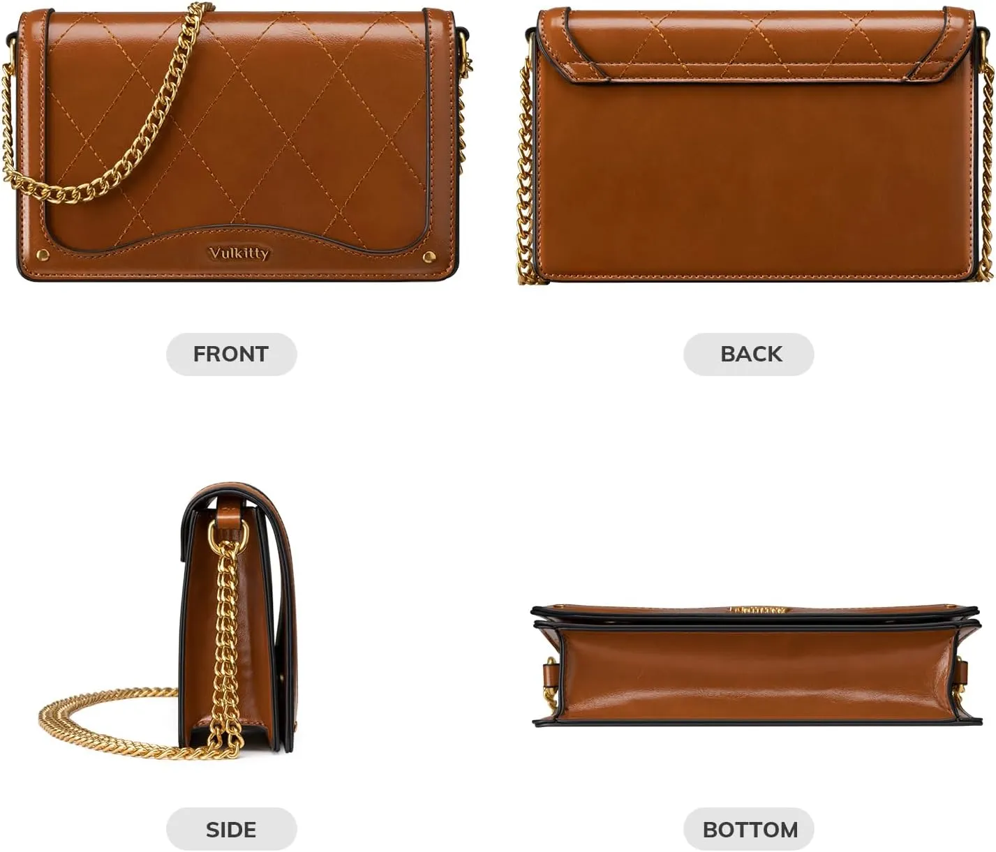Crossbody Purse for Women Black Quilted Patent Leather Trendy Clutch Bag with Gold Chain for Night Out Party