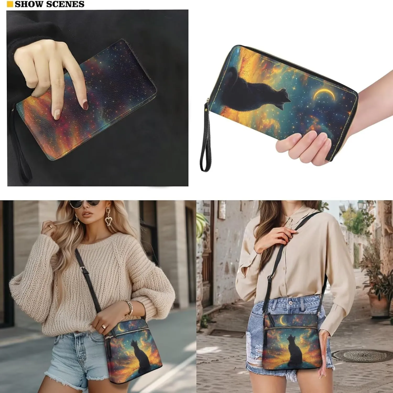 Crossbody Purses 2Pcs, Fashion Crossbody Messenger Bags with a Small Wallet Portable Easy to Carry for Work Travel