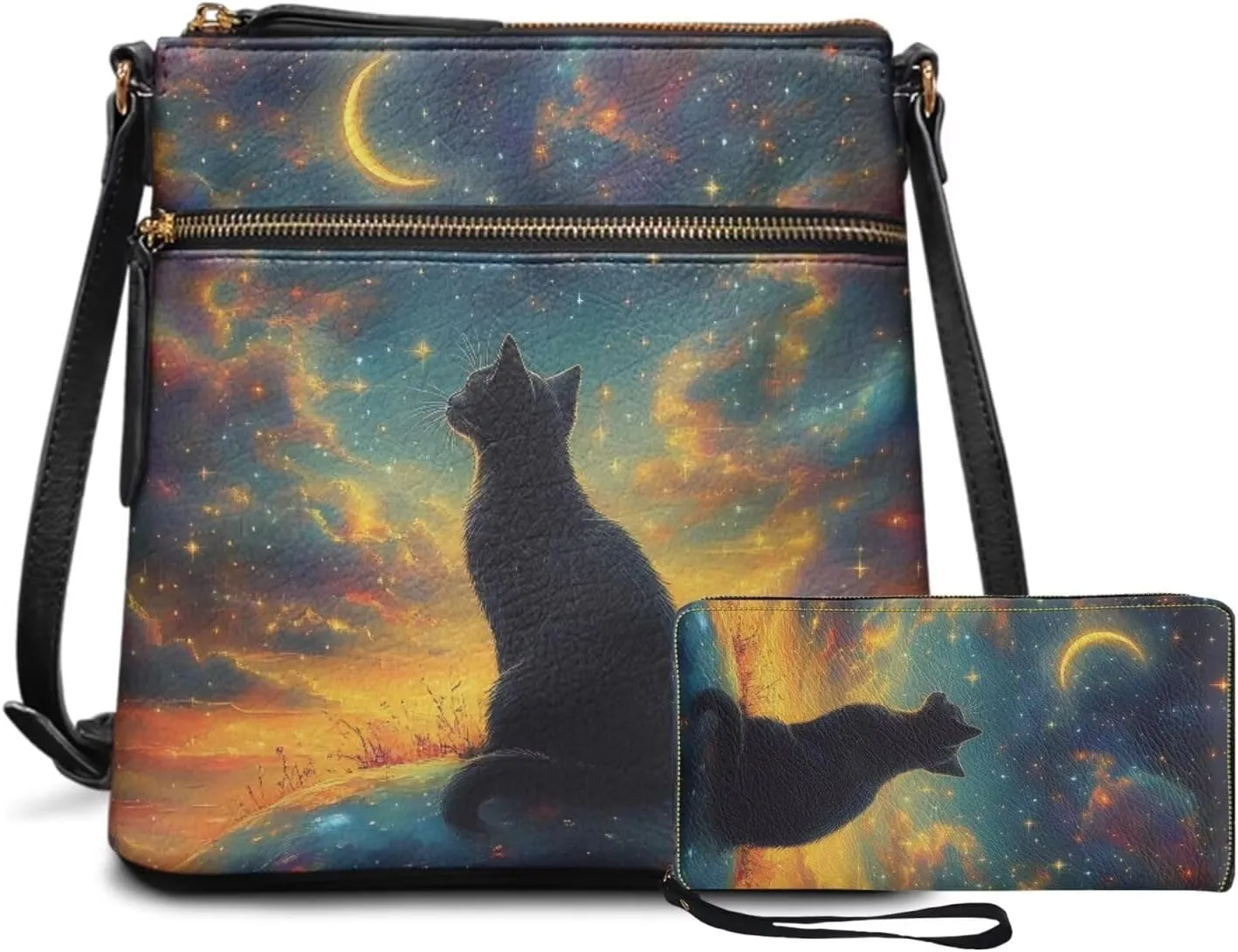 Crossbody Purses 2Pcs, Fashion Crossbody Messenger Bags with a Small Wallet Portable Easy to Carry for Work Travel