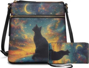 Crossbody Purses 2Pcs, Fashion Crossbody Messenger Bags with a Small Wallet Portable Easy to Carry for Work Travel
