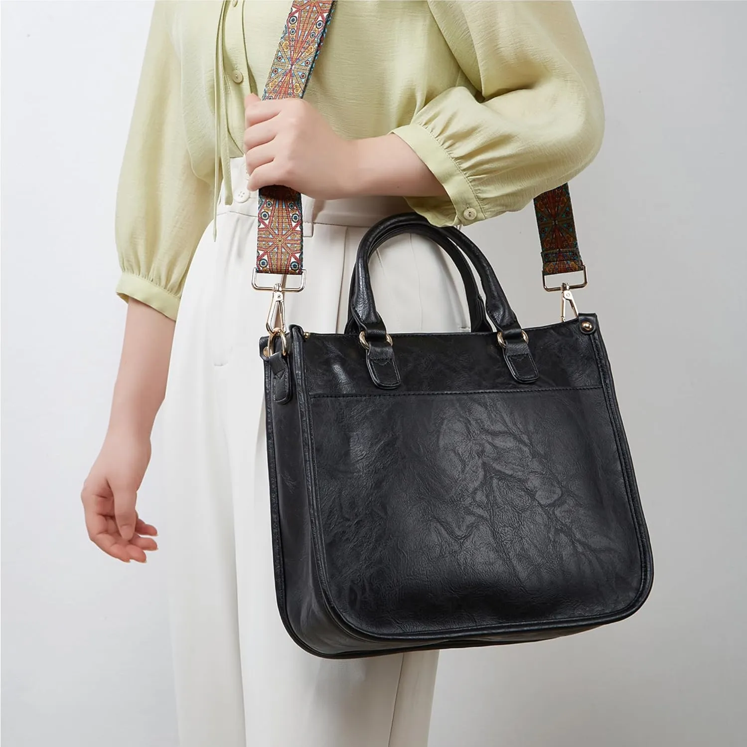 Crossbody Purses and Handbags for Women Leather Shoulder Bag for Women Cross Body Bag for Woman with Guitar Wide Straps