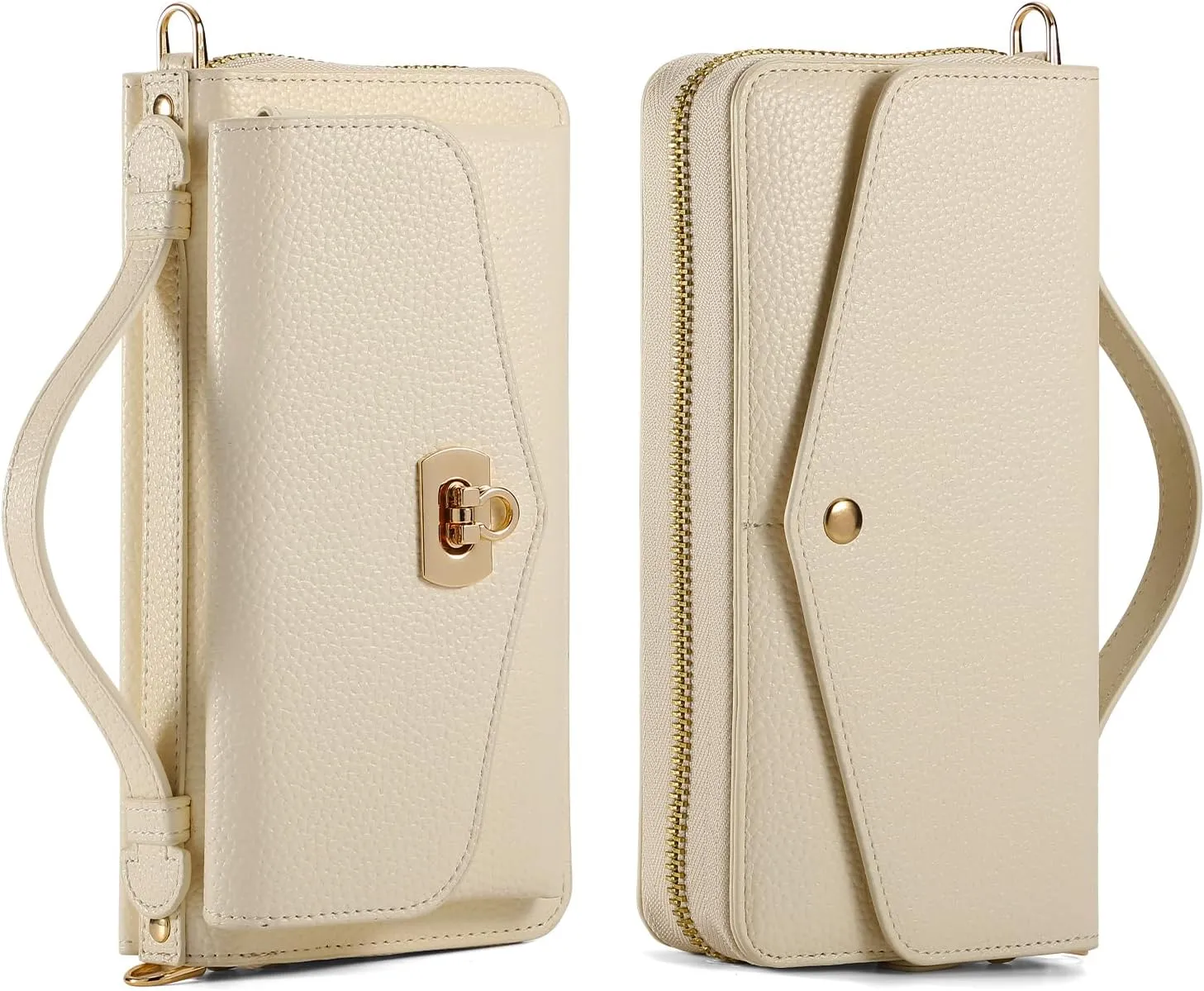 Crossbody Wallet Case for Samsung Galaxy S25 Ultra, Magnetic Detachable Floral PU Leather Phone Case RFID Blocking Card Holder Wristlet Mirror Flip Zipper Shoulder Purse Bag for Women, Beige