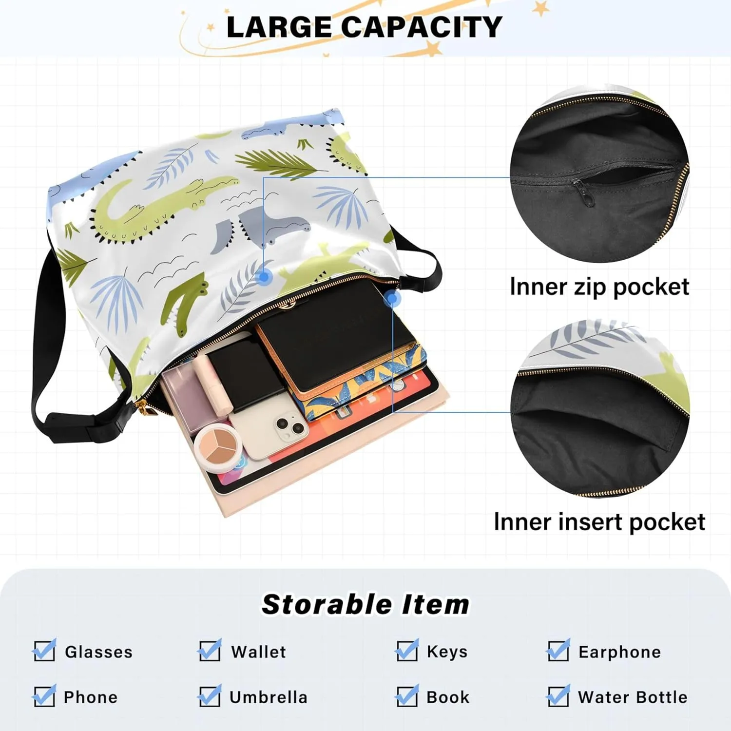 Cute Brown Sloth Beige Leather Hobo Handbags Women Large Purse Crossbody Art Animal Print Womens Fall Purses
