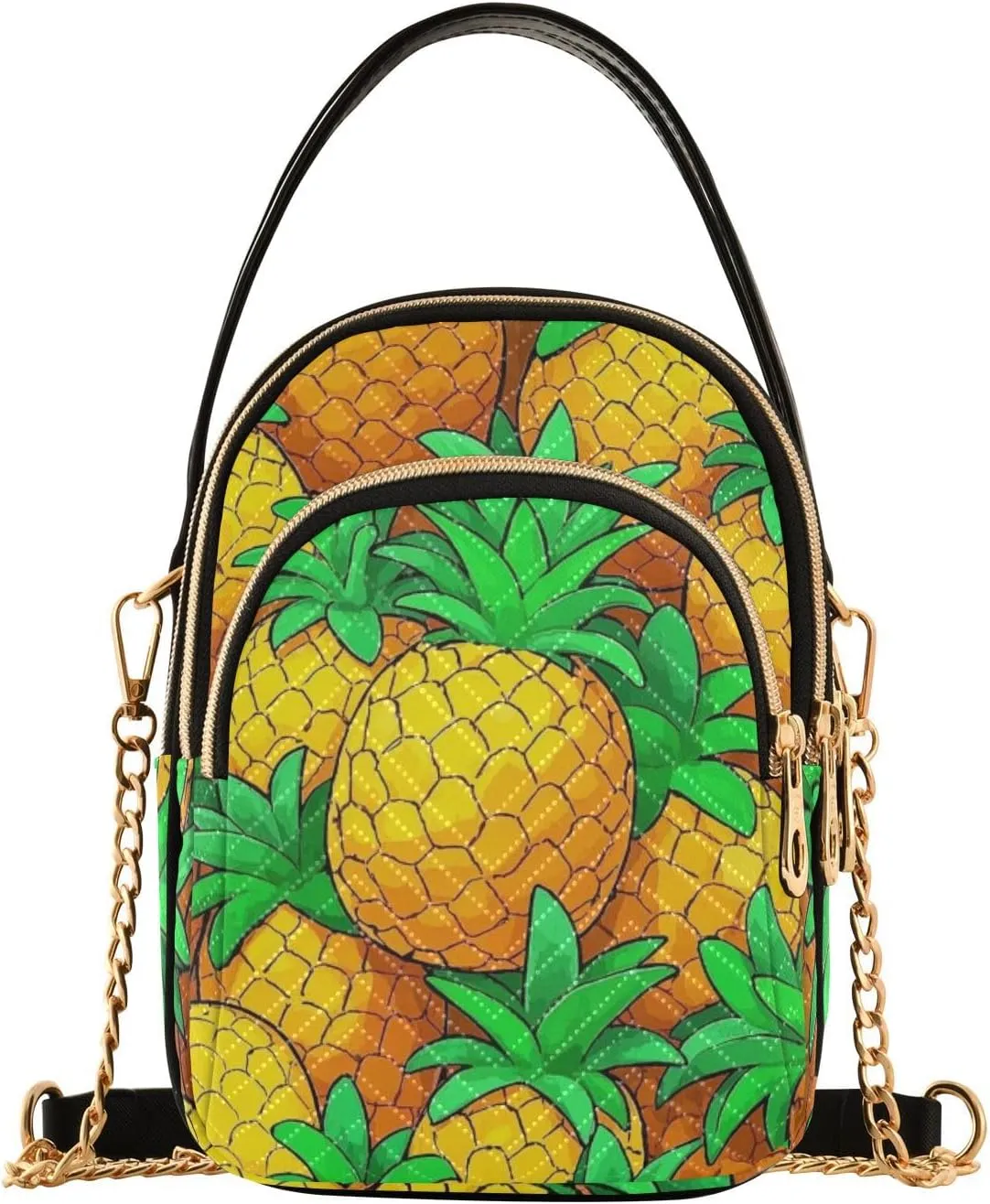 Cute Cartoon Fruit Pineapple trendy shoulder purses for women crossbody with multi pockets handbags for women for mothers