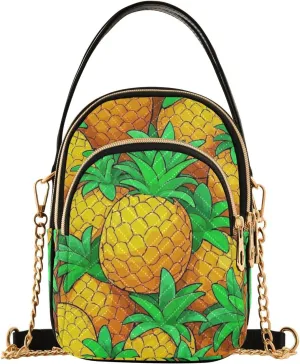 Cute Cartoon Fruit Pineapple trendy shoulder purses for women crossbody with multi pockets handbags for women for mothers