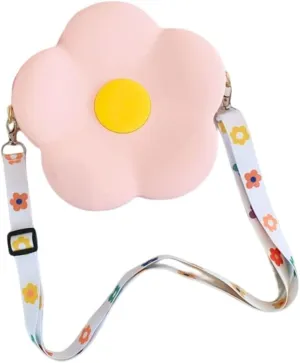 Cute Flower Shaped Mini Purse Crossbody Bag for Women Girls Novelty Silicone Shoulder Bag