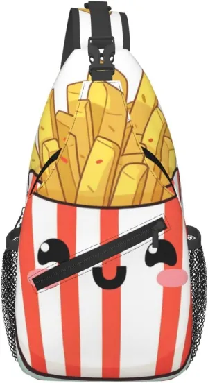 Cute French Fries Sling Backpack for Women Men, Chest Bag Daypack Crossbody for Travel Sport Running Hiking