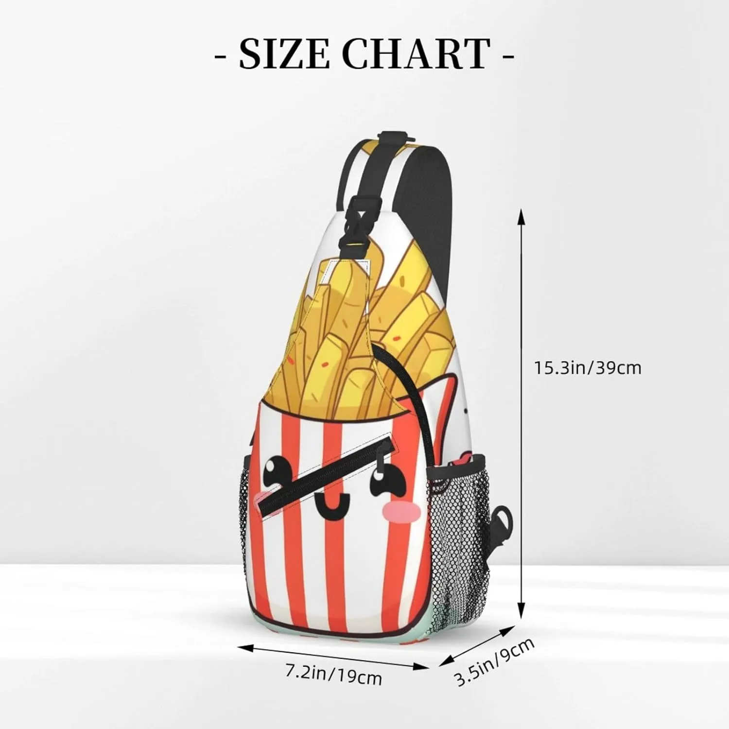Cute French Fries Sling Backpack for Women Men, Chest Bag Daypack Crossbody for Travel Sport Running Hiking