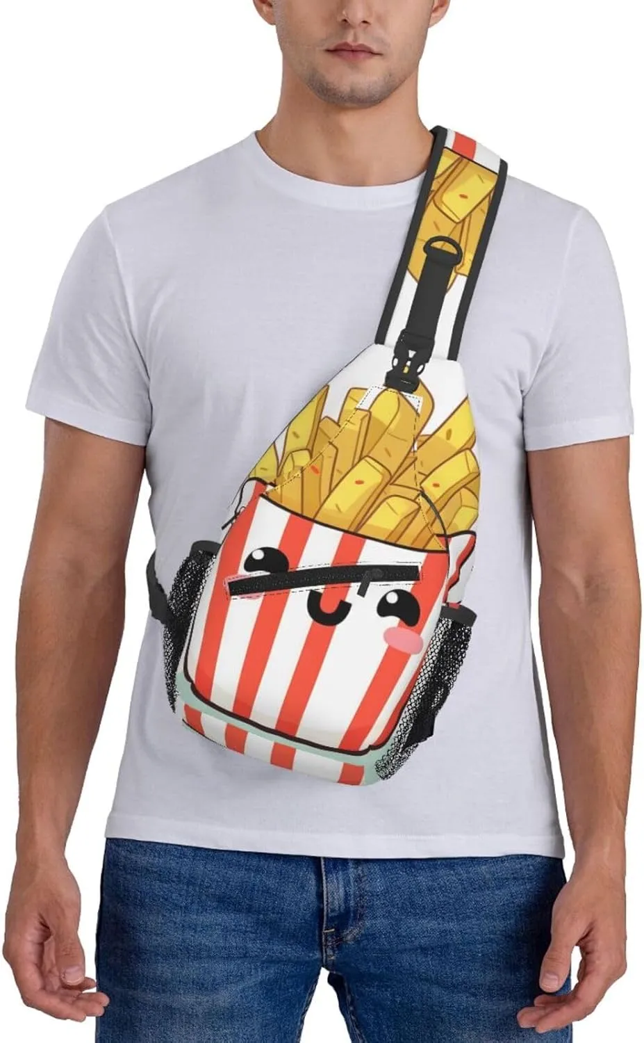 Cute French Fries Sling Backpack for Women Men, Chest Bag Daypack Crossbody for Travel Sport Running Hiking
