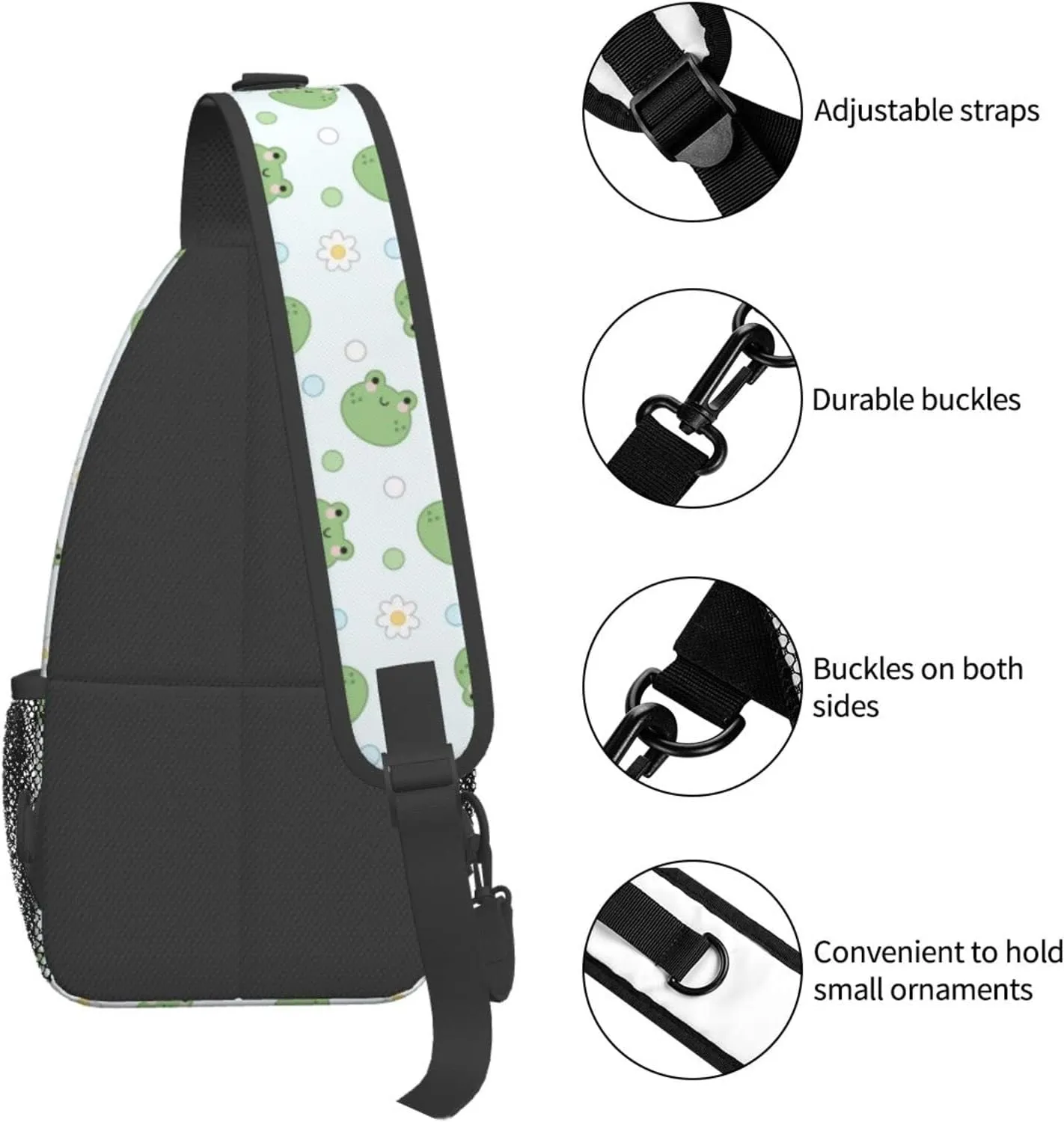 Cute Frog Sling Backpack Multipurpose Chest Bag Hiking Travel Daypack Crossbody Shoulder Bag Outdoor Unisex