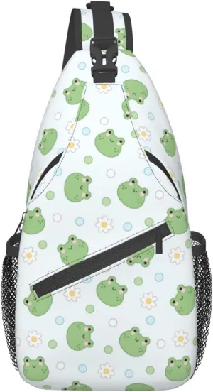 Cute Frog Sling Backpack Multipurpose Chest Bag Hiking Travel Daypack Crossbody Shoulder Bag Outdoor Unisex