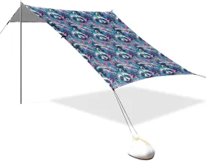 Cute Raccoon Stable Beach Tent UPF50 Water-Resistant Sun Shelter with Sandbags & Sand Shovel for Camping, Picnics, Backyard & Fishing