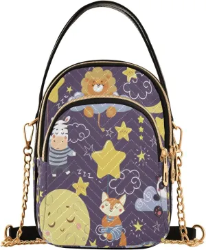 Cute Sleeping Animals Crossbody Handbags for Women Casual Leather Shoulder Phone Purse