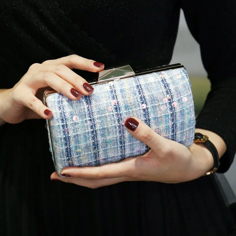 Cylindrical Sequined Crossbody Clutch Bag