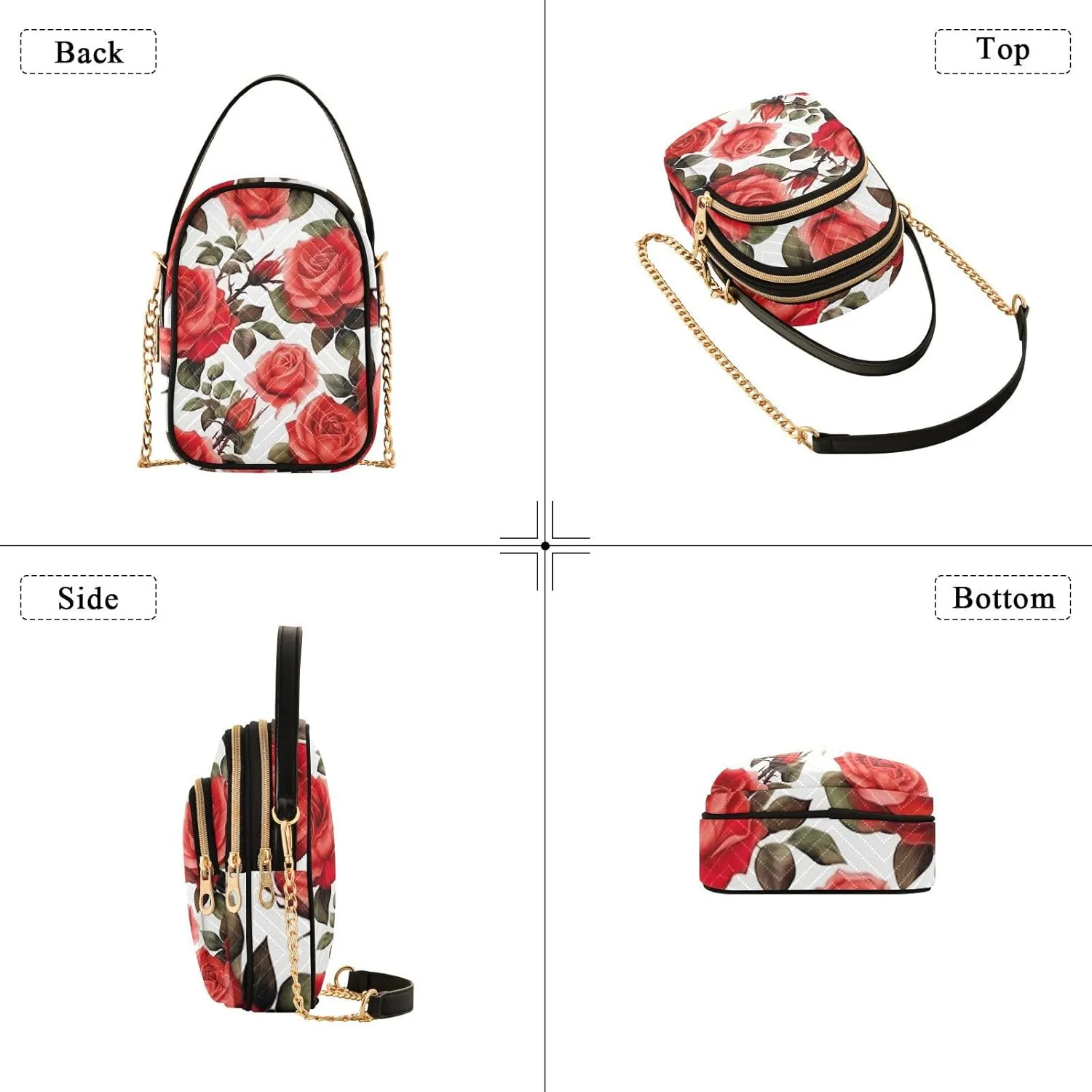 Daisies on Blue and White Checkered Womens Crossbody Purses, Fashion Crossbody Bag Crossbody Bag with Removable Strap