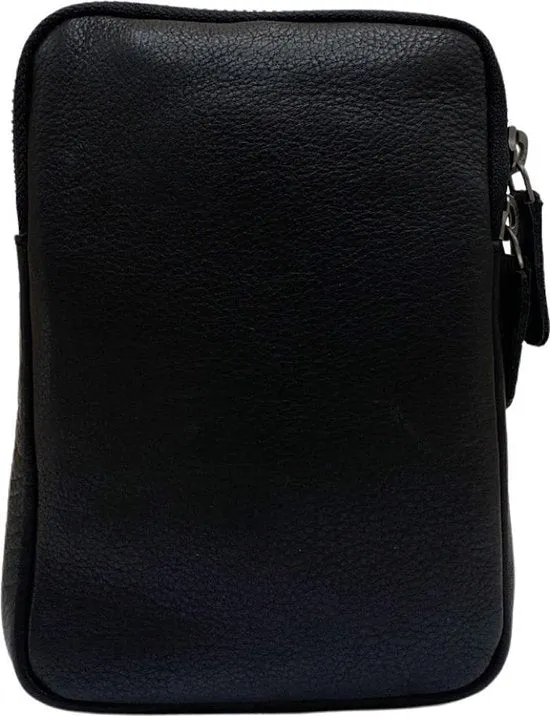 Dames Crossbody Telefoontasje met Portemonnee in Zwart Leer