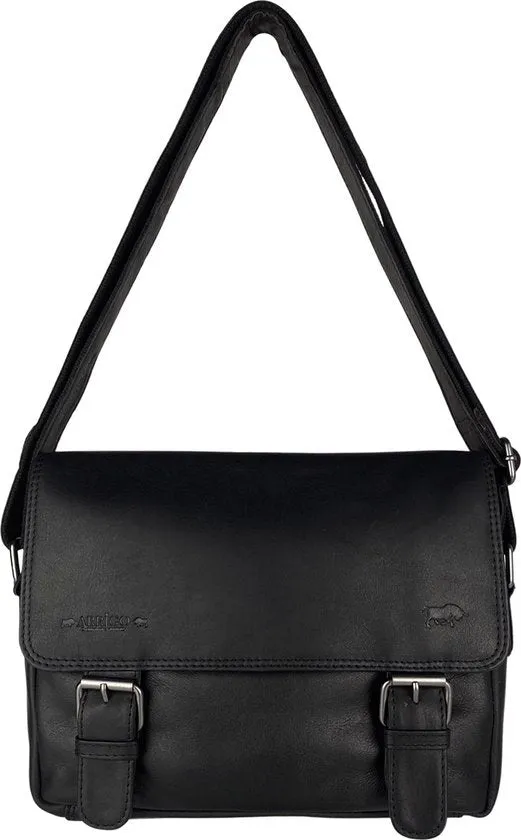Dames Schoudertas - Zwart Leren Messenger Bag / Crossbody Tas
