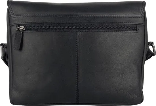 Dames Schoudertas - Zwart Leren Messenger Bag / Crossbody Tas