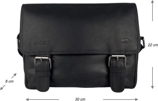Dames Schoudertas - Zwart Leren Messenger Bag / Crossbody Tas
