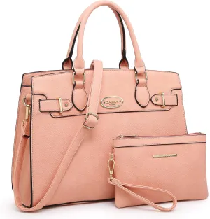 Dasein Women Handbags and Purses Ladies Shoulder Bag Top Handle Satchel Tote Work Bag with Matching Clutch