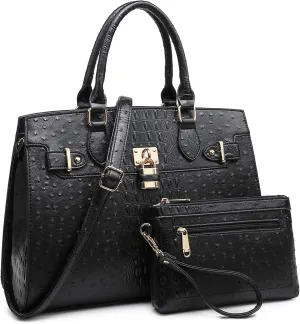 Dasein Women Handbags and Purses Ladies Shoulder Bag Top Handle Satchel Tote Work Bag with Matching Clutch