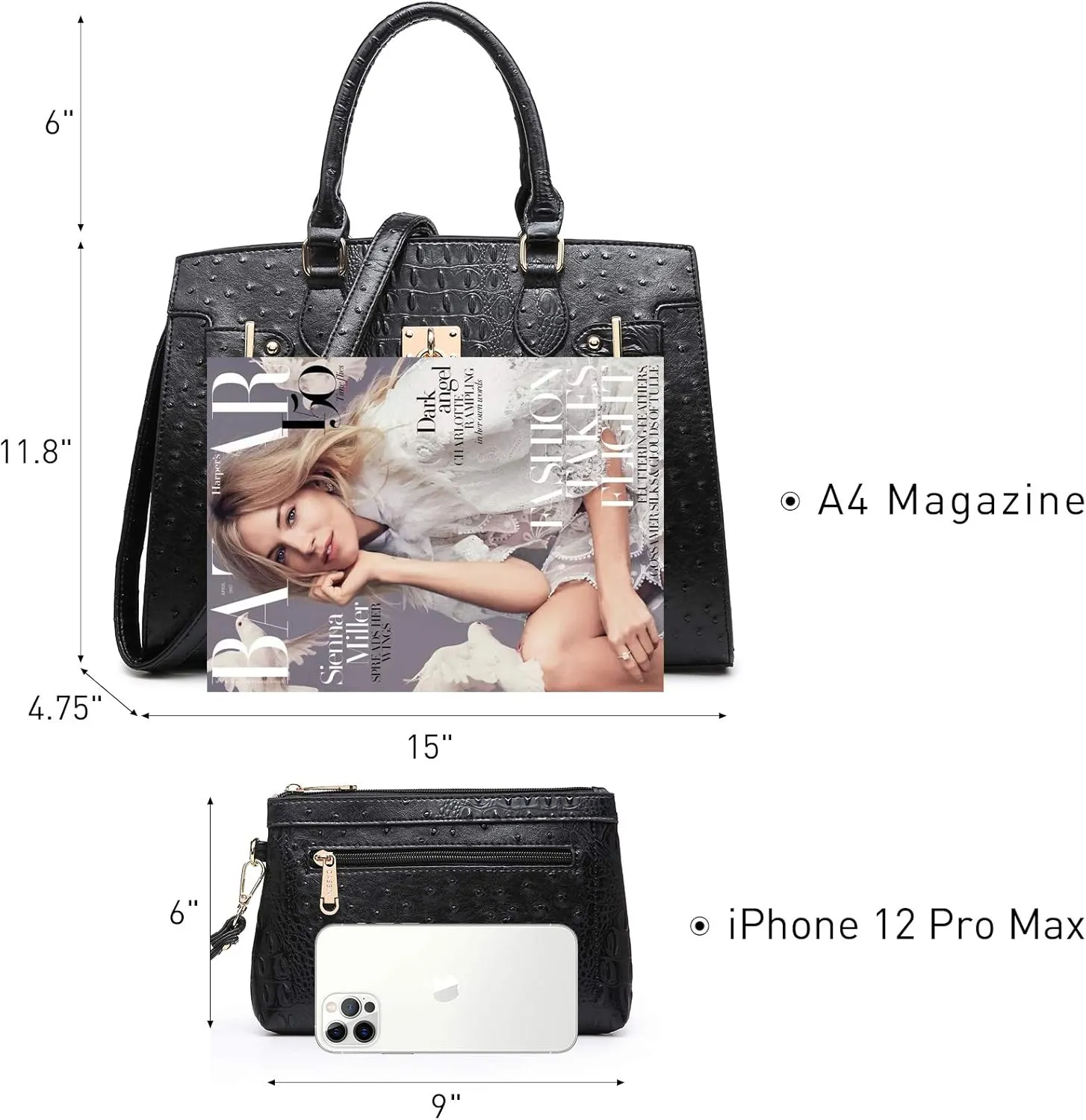 Dasein Women Handbags and Purses Ladies Shoulder Bag Top Handle Satchel Tote Work Bag with Matching Clutch