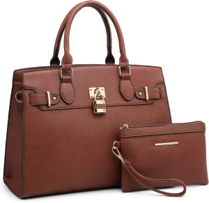 Dasein Women Handbags and Purses Ladies Shoulder Bag Top Handle Satchel Tote Work Bag with Matching Clutch