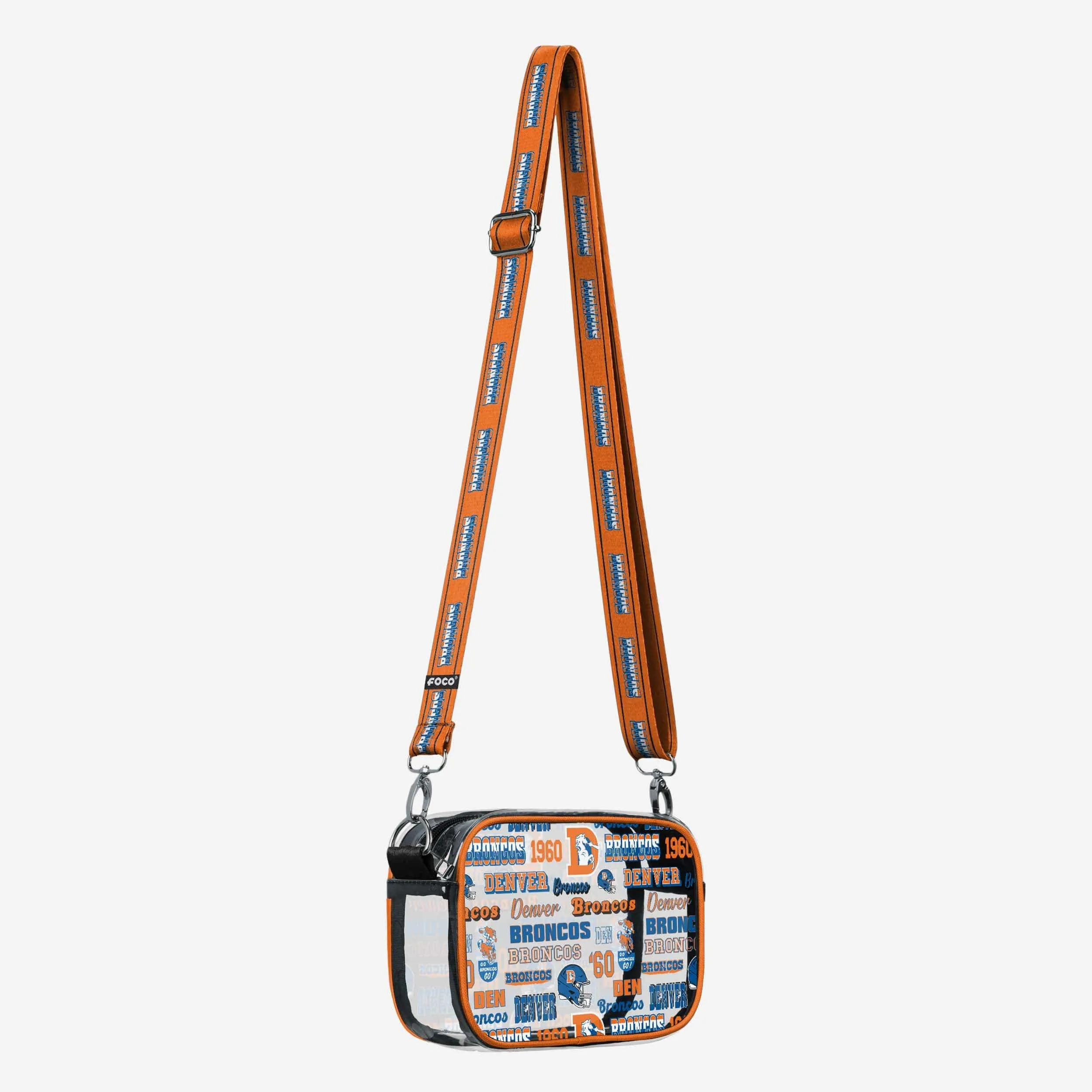 Denver Broncos Repeat Retro Print Clear Crossbody Bag
