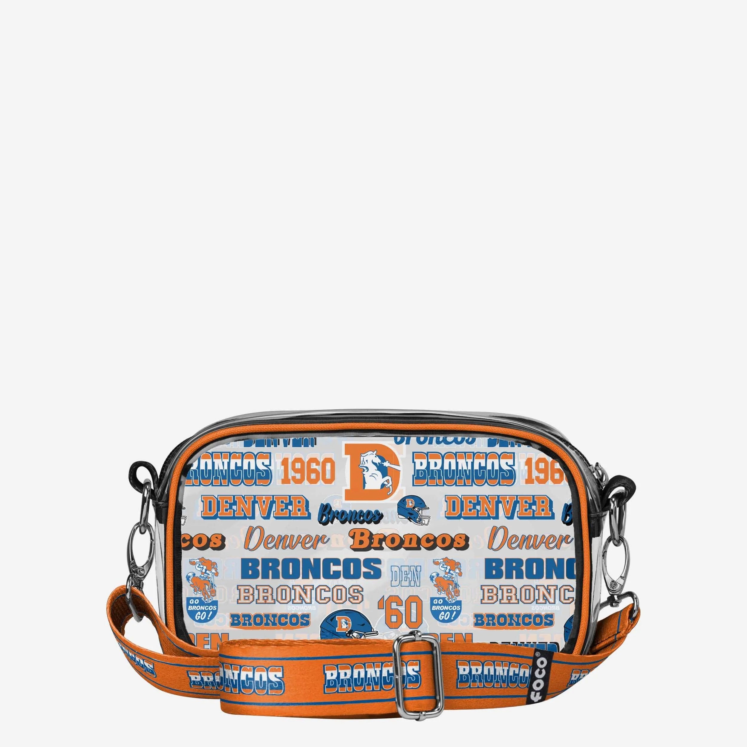 Denver Broncos Repeat Retro Print Clear Crossbody Bag