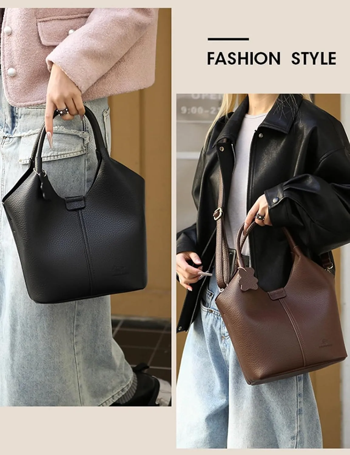 Designer Real Genuine Leather Bucket Handbag For Women Crossbody Bags With Shoulder Strap For Women