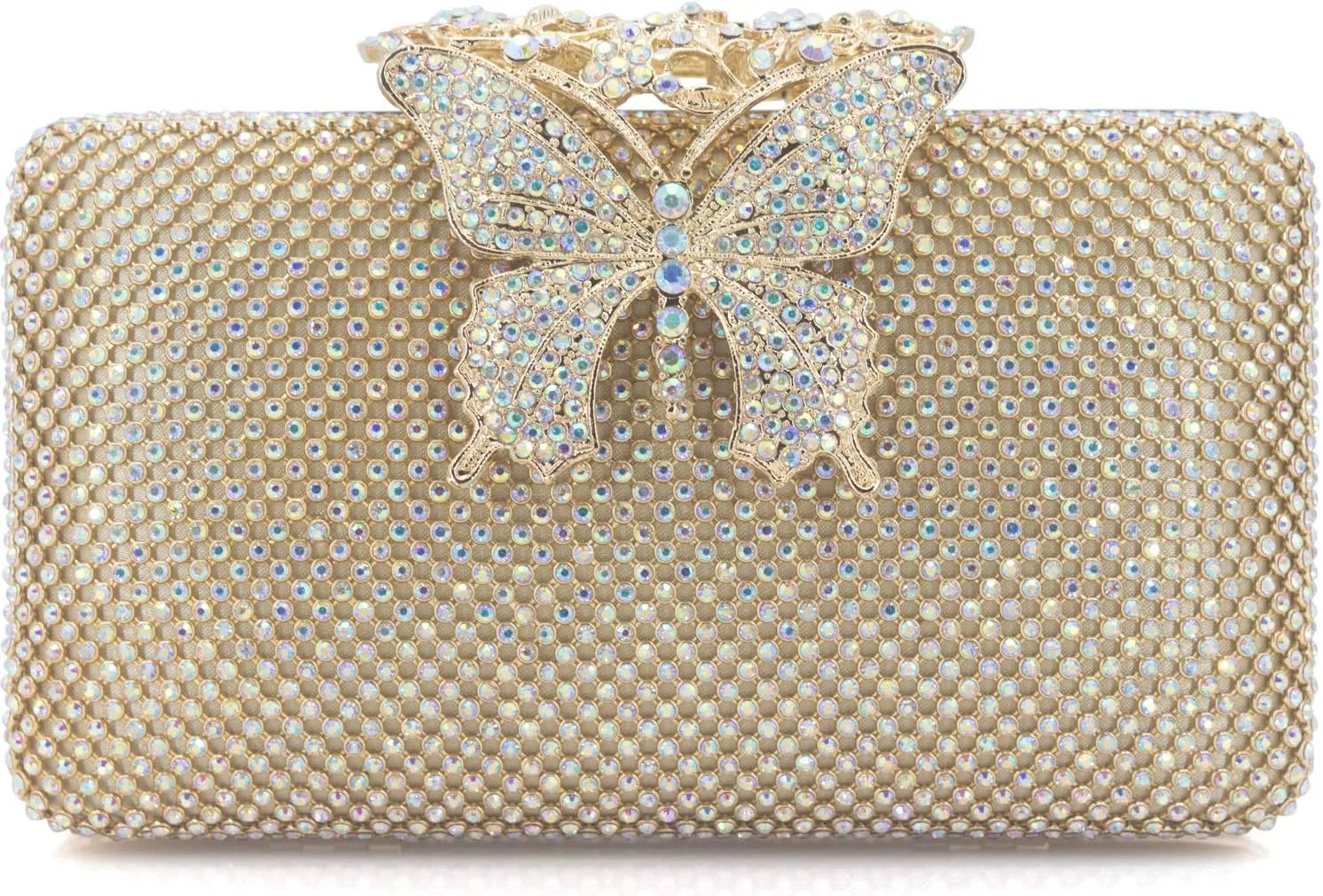 Dexmay Rhinestone Clutch Bag with Crystal Butterfly Clasp Women Evening Handbag Formal Party Purse