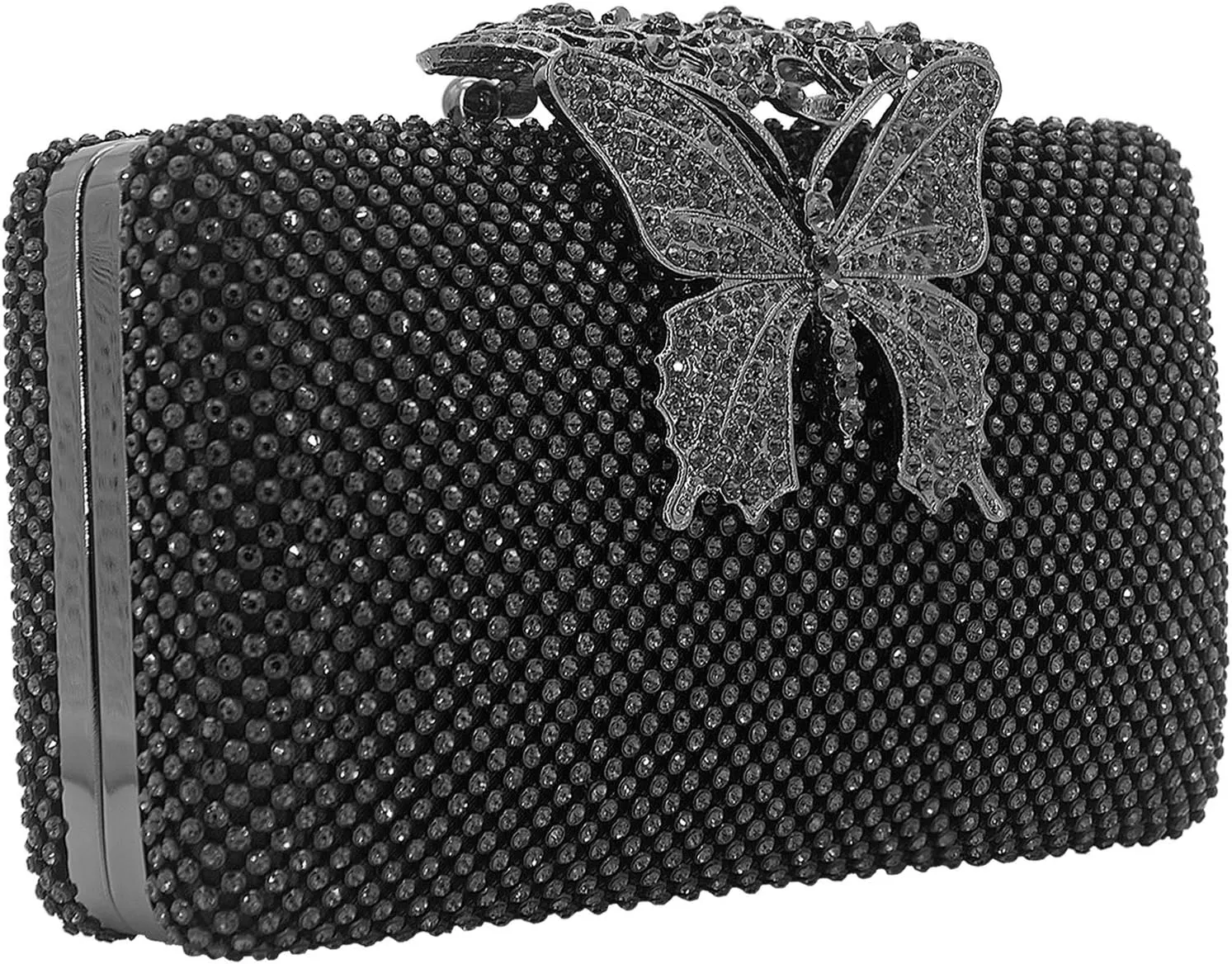 Dexmay Rhinestone Clutch Bag with Crystal Butterfly Clasp Women Evening Handbag Formal Party Purse